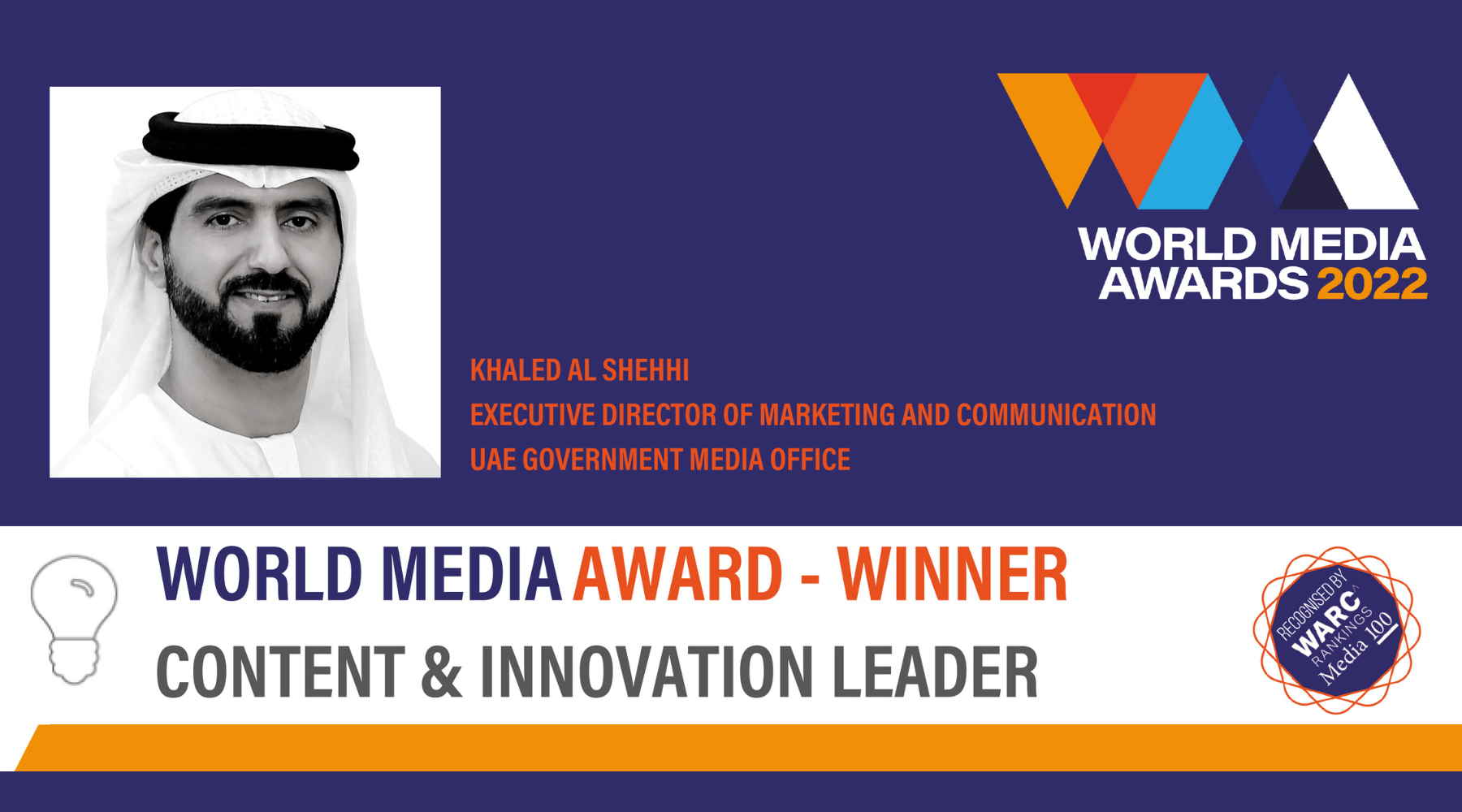 Khaled AlShehhi Bags World Media Award for Content Leadership & Innovation