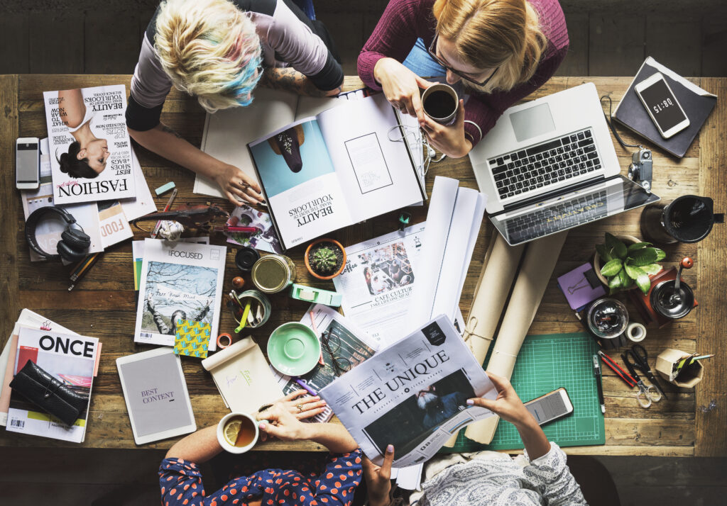 colleagues working desk
